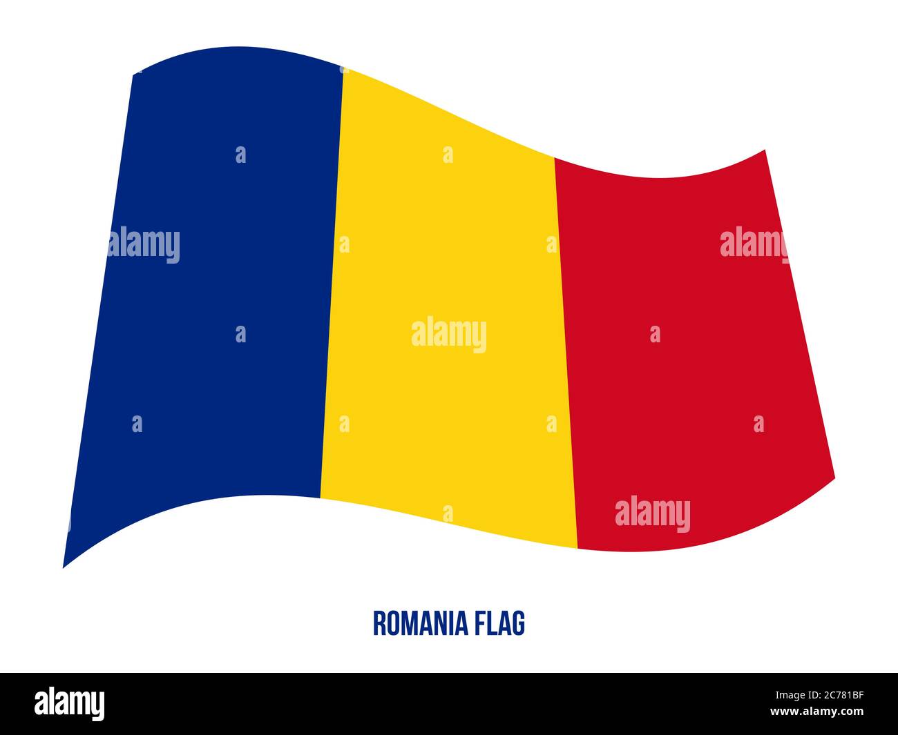 Romania Flag Waving Vector Illustration on White Background. Romania