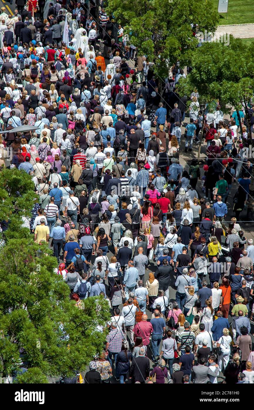 BELGRADE, SERBIA  May 17, 2018: Crowd of people on the day of the city of Belgrade Stock Photo