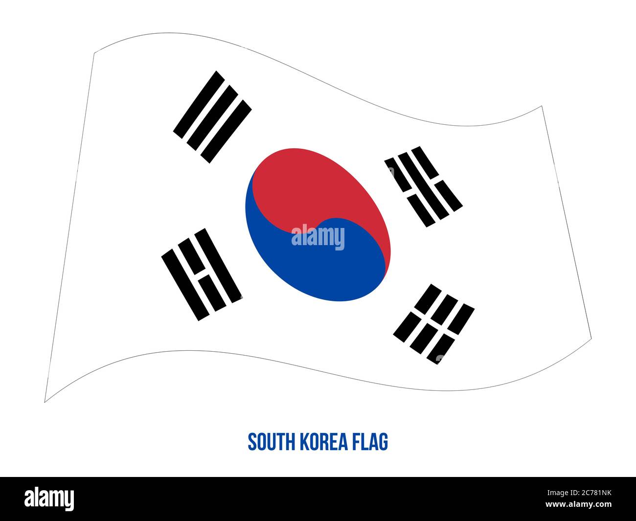 South Korea Flag Waving Vector Illustration on White Background. South