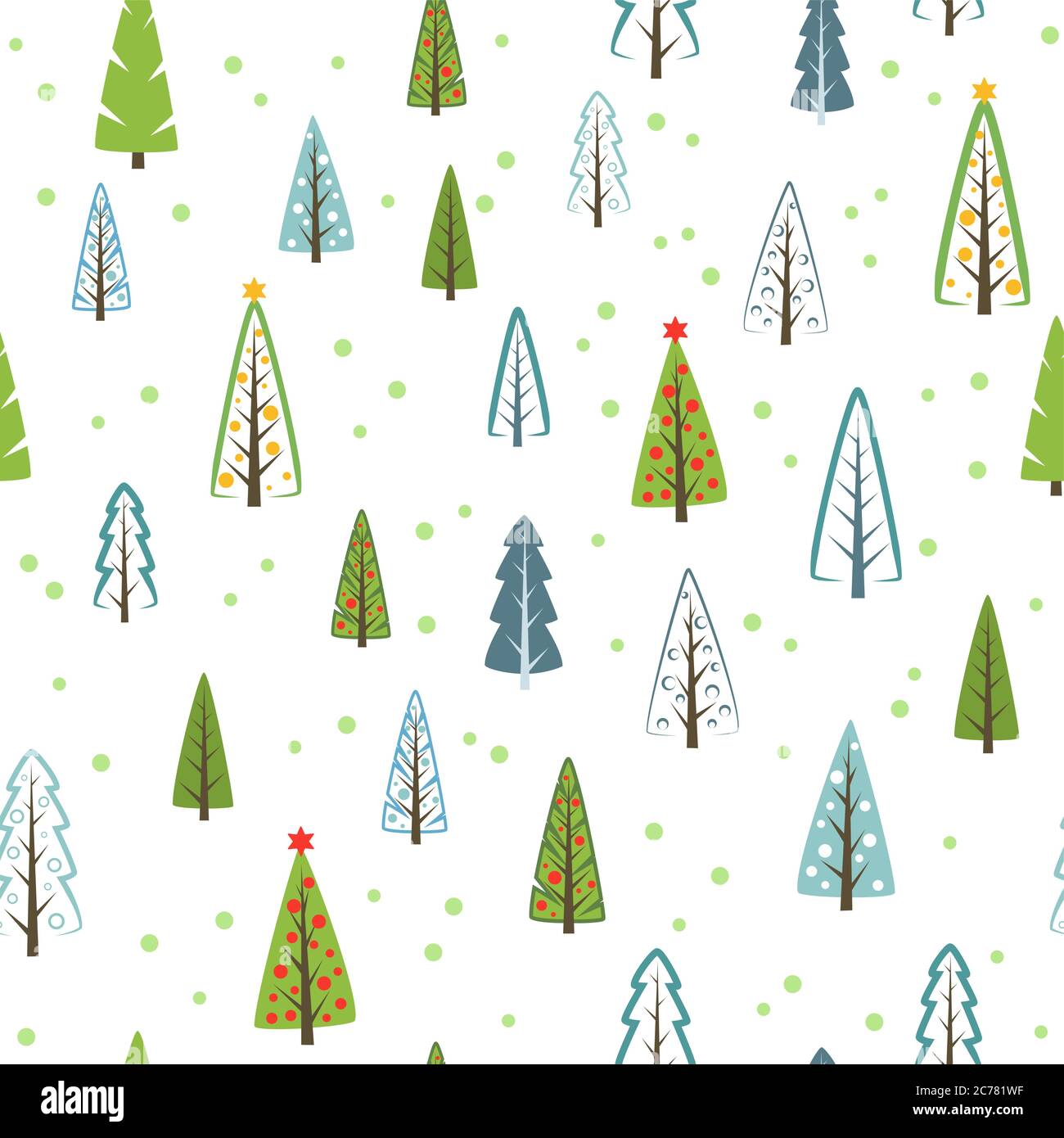 Various Christmas trees seamless pattern for gifts. Vector illustration ...