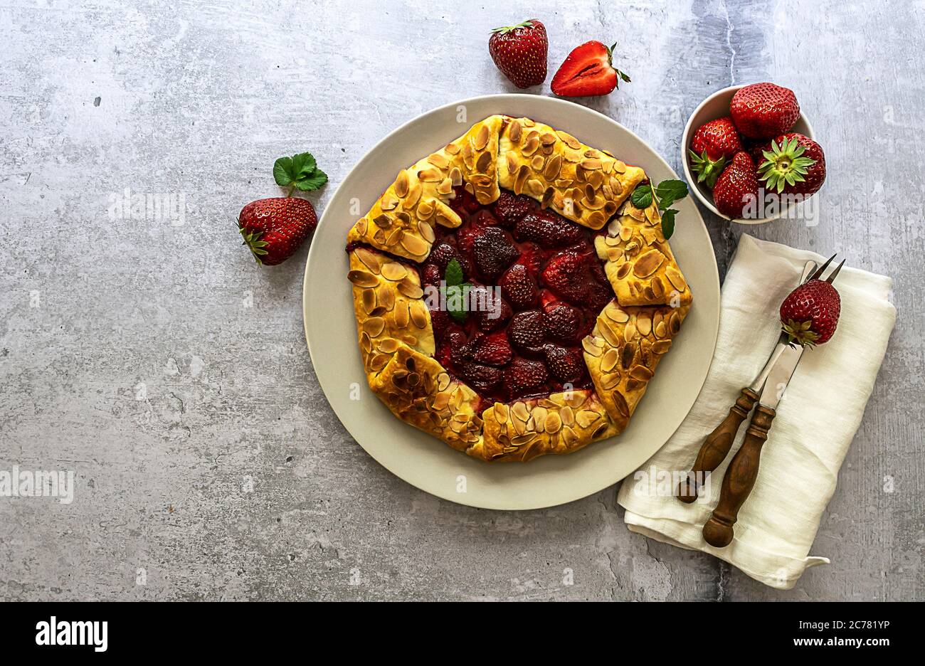 Baked strawberry open pie galette Stock Photo Alamy