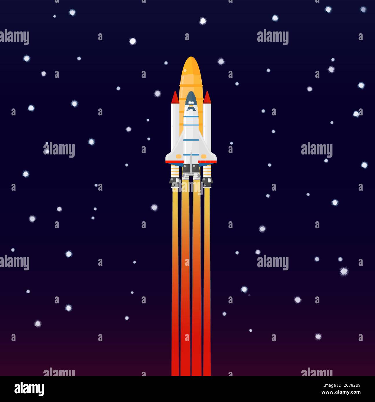Space galaxy rocket Spaceship launch. Flying a spaceship in outer space Stock Vector Image & Art