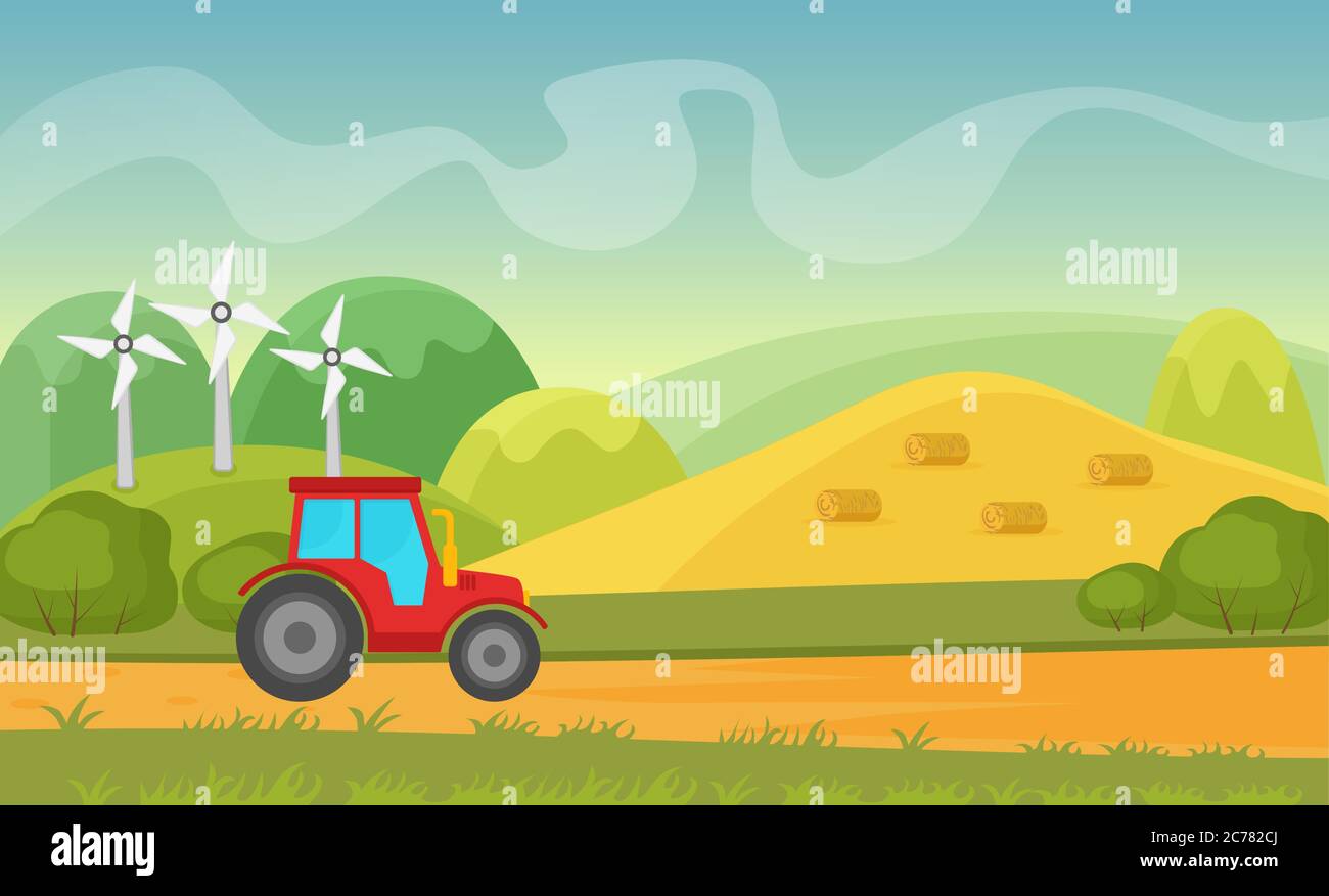 Agriculture and Farming agribusiness. Summer autumn rural cartoon vector  landscape Stock Vector Image & Art - Alamy