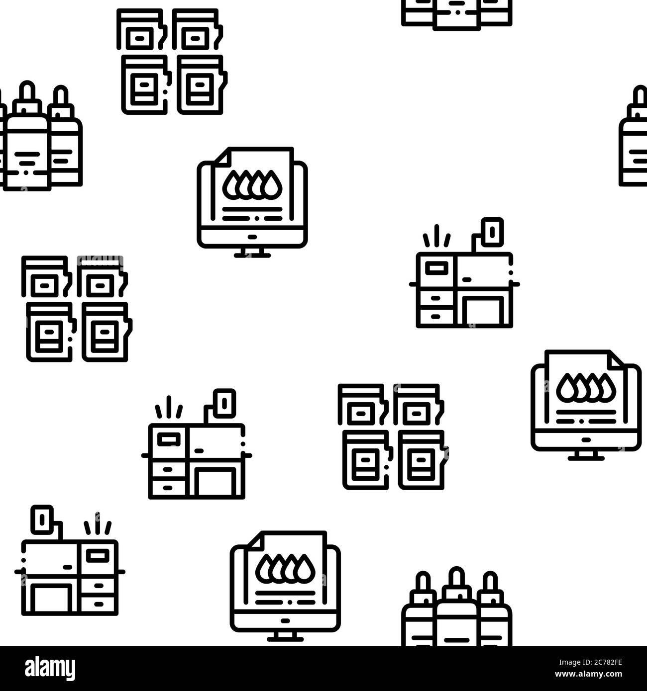 Polygraphy Printing Service Icons Set Vector Stock Vector