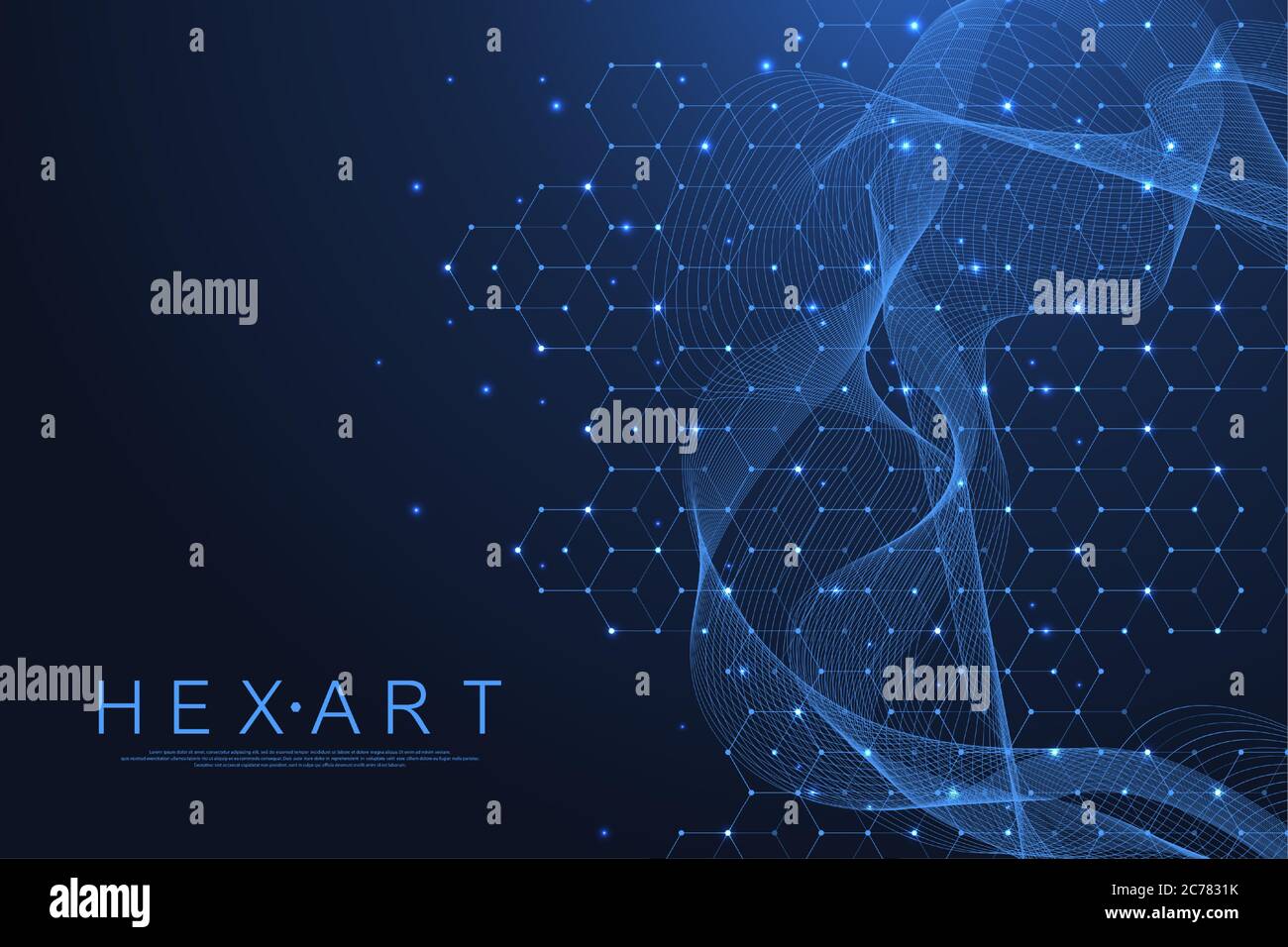 Technology abstract lines and dots connect background with hexagons ...