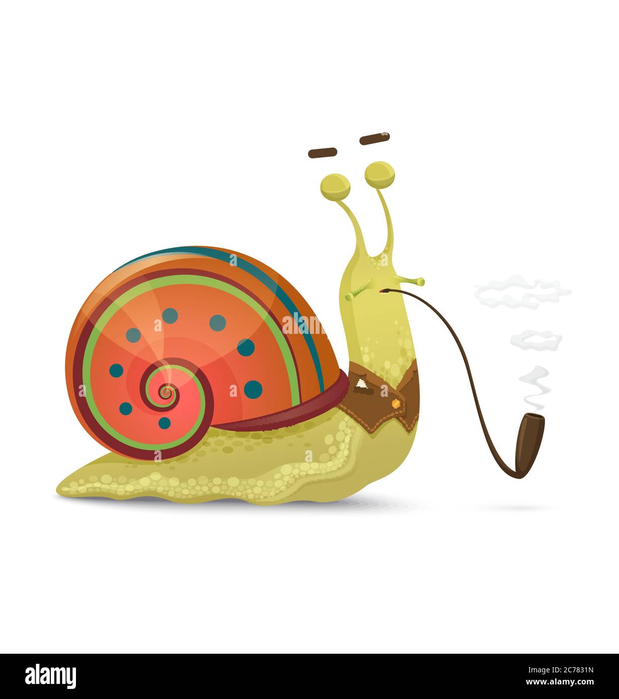 Cute snail gentleman with smoking pipe isolated Stock Vector