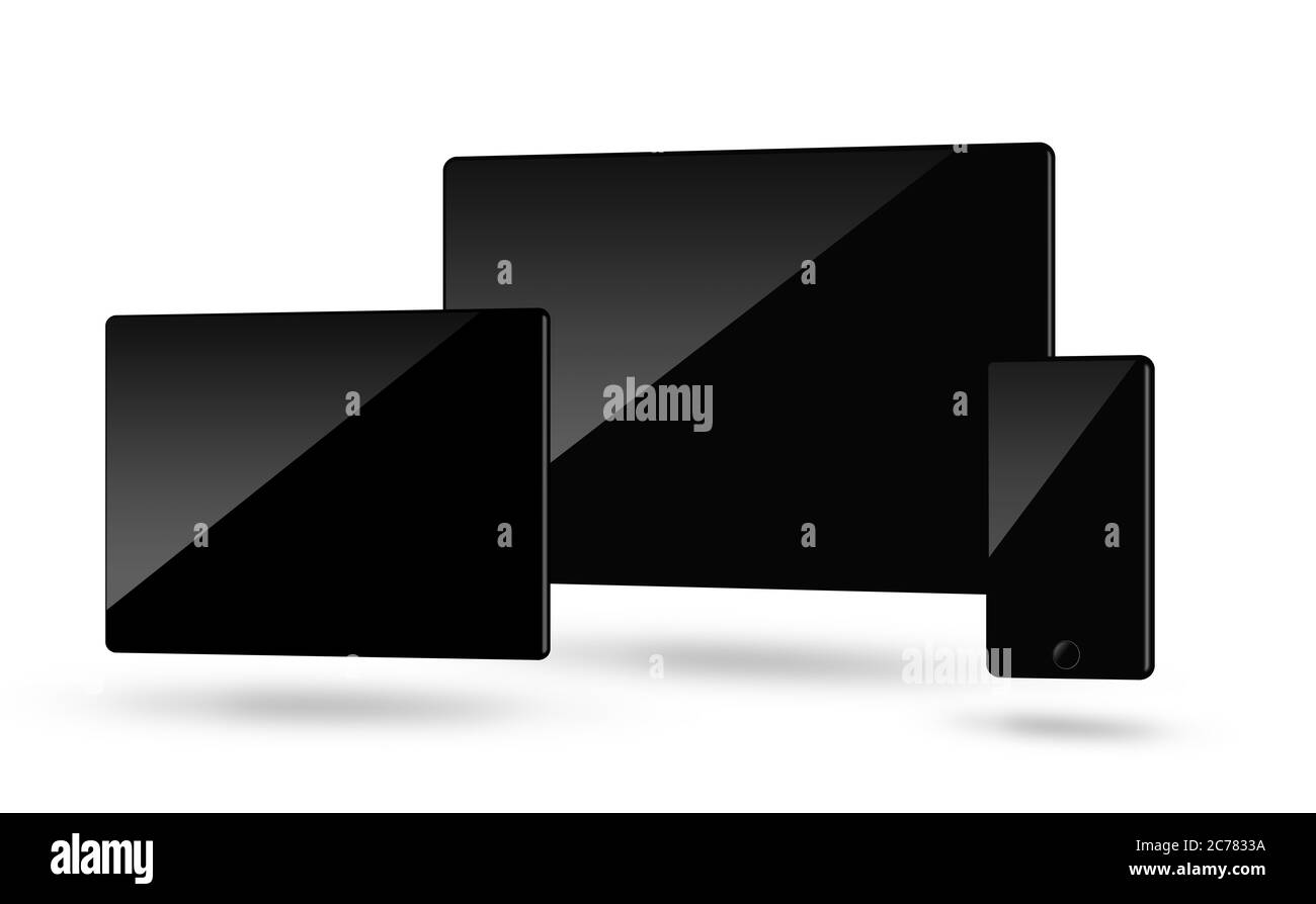 Blank black monitors Stock Photo
