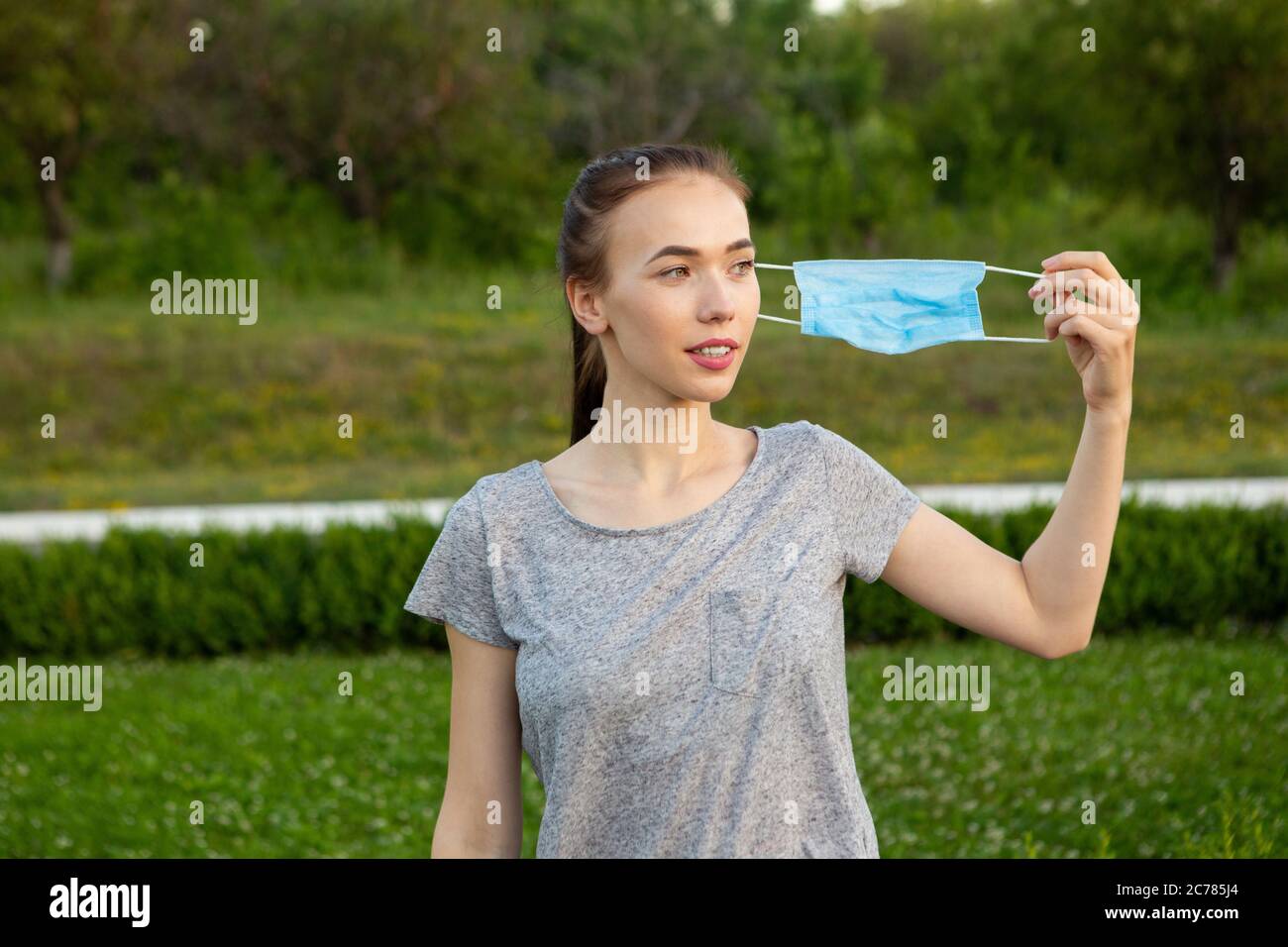 Moscow, Russia. 1st of September, 2020 Young girl wearing furry