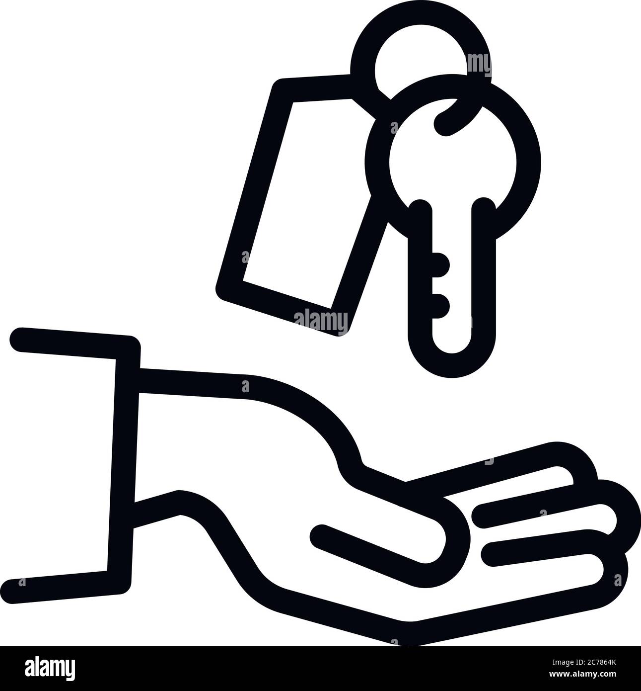 Valet key hand icon. Outline valet key hand vector icon for web design