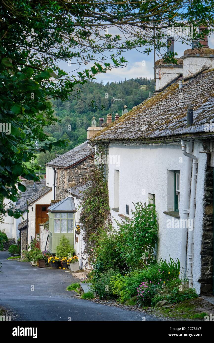 Vicarage Lane, Hawkshead, Lake District, Cumbria Stock Photo