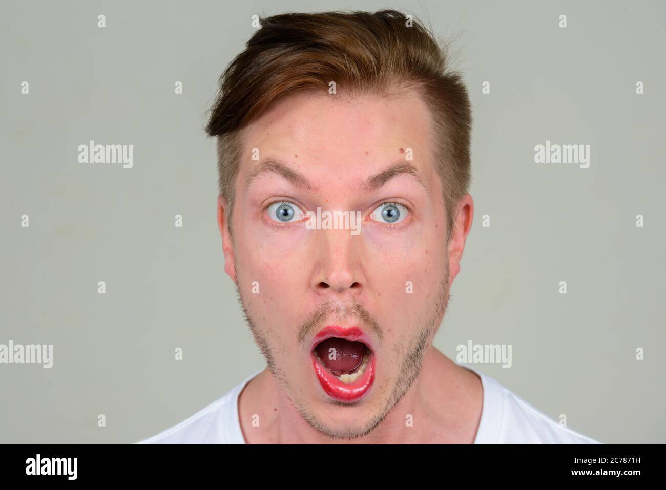 Man stubble lipstick hi-res stock photography and images - Alamy