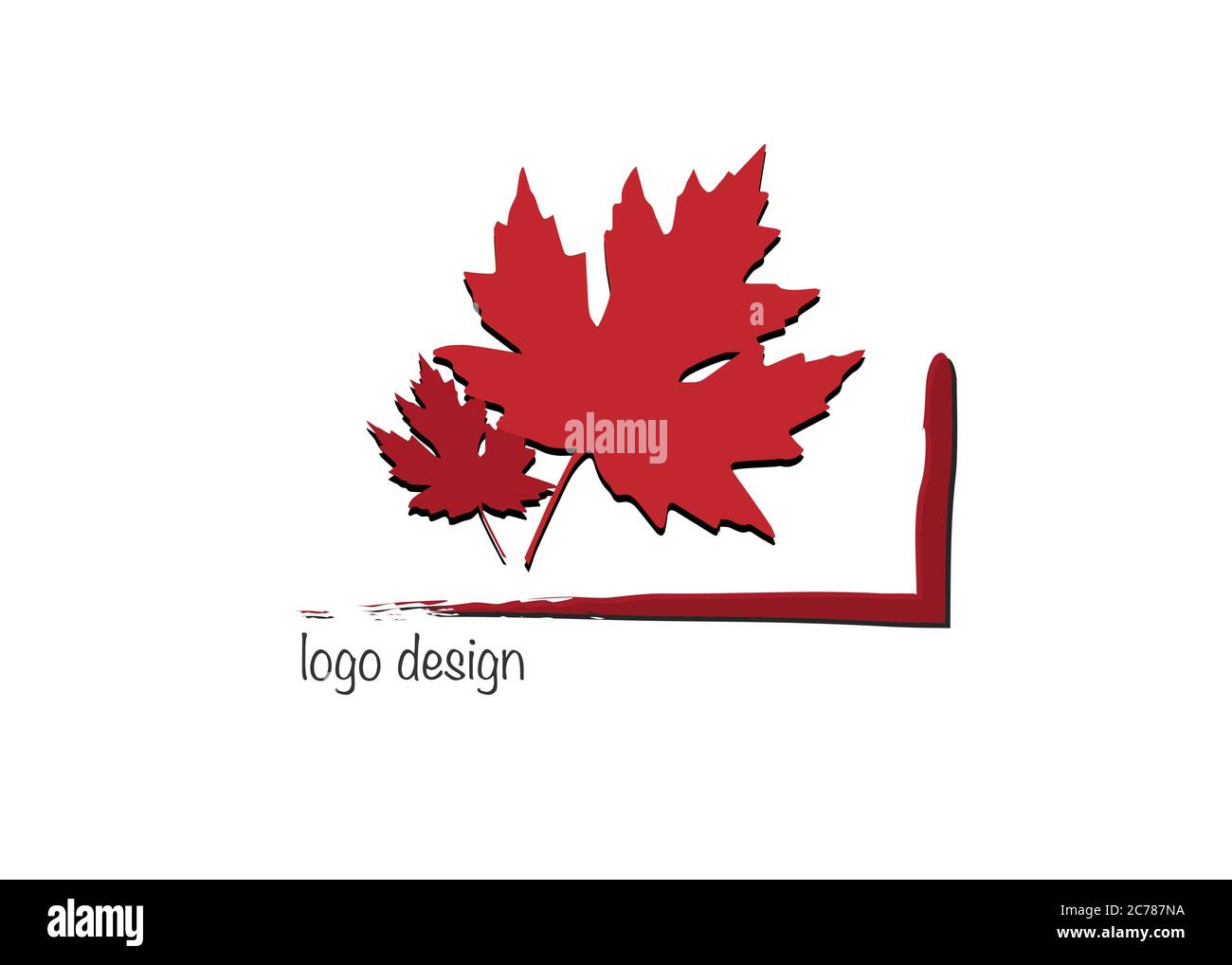autumn set maple red leafs vector isolated on white background. Logo ...
