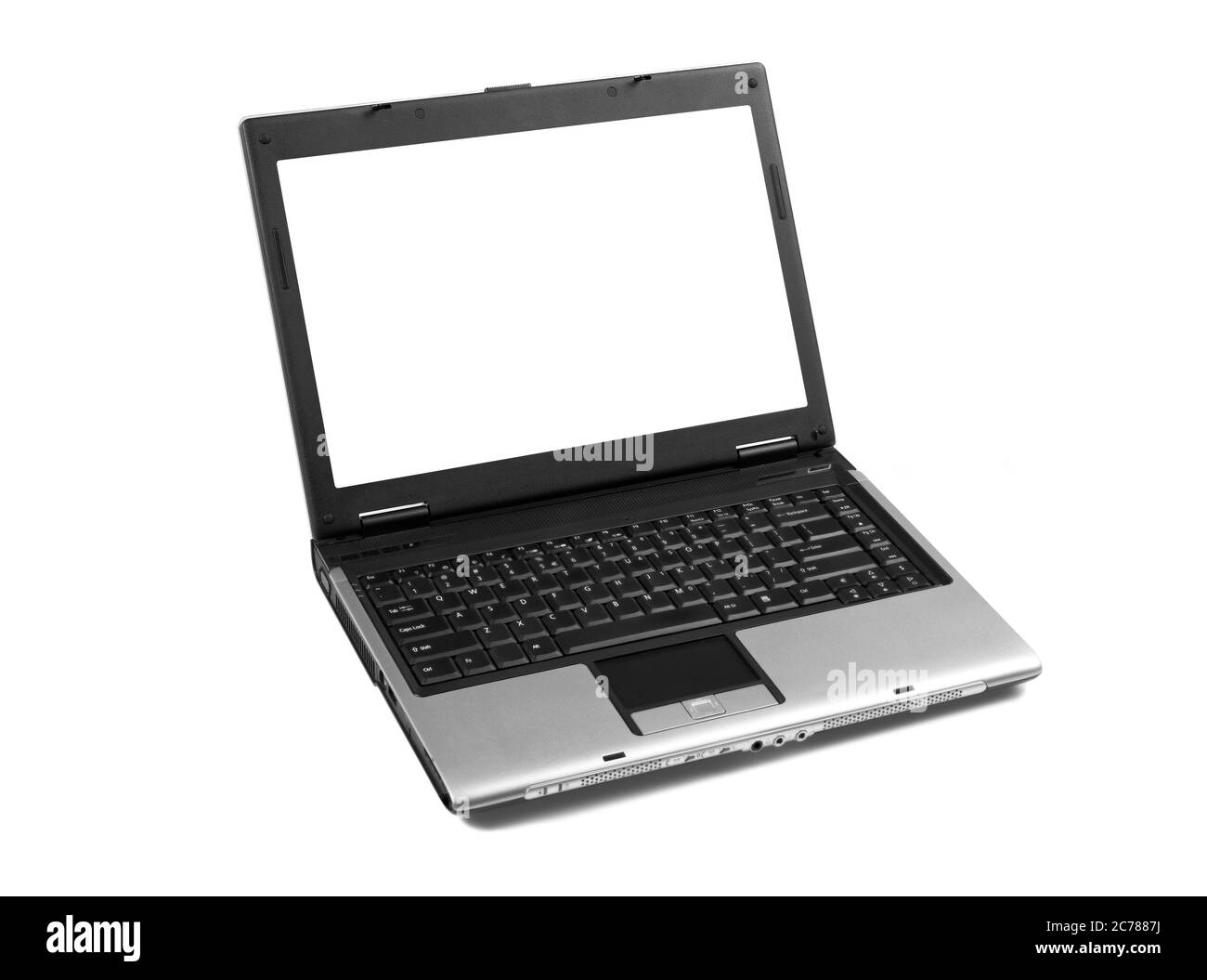 Obsolete laptop isolated on white Stock Photo Alamy