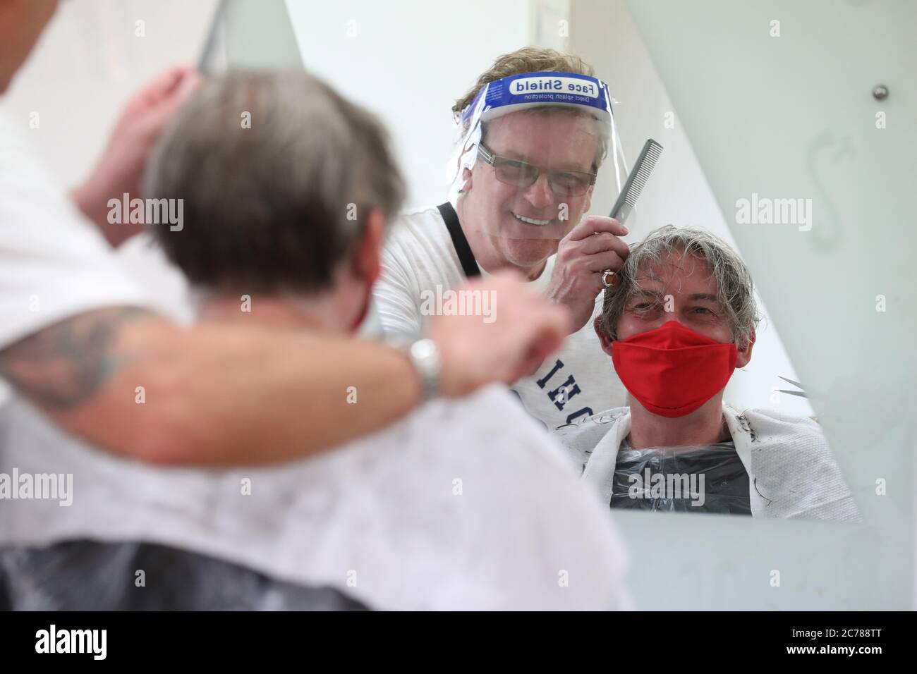 Scottish Labour Leader Richard Leonard has his hair cut by hairdresser