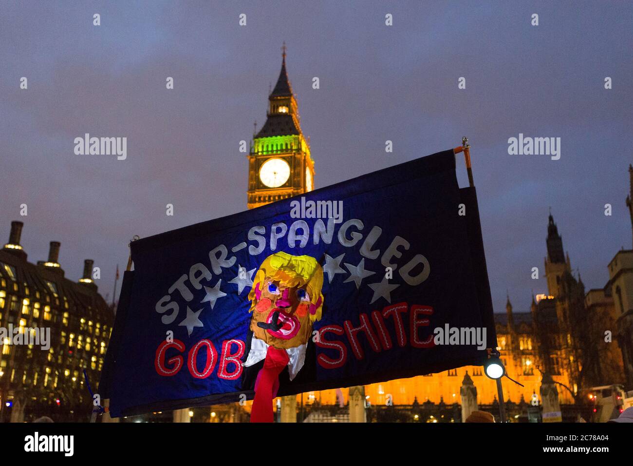 Anti President Trump rally, which was called to coincide with the start of the parliamentary  debate in to President’s Trump, state visit to Britain, which is scheduled to take place later this year. Parliament Square, London, UK.  20 Feb 2017 Stock Photo