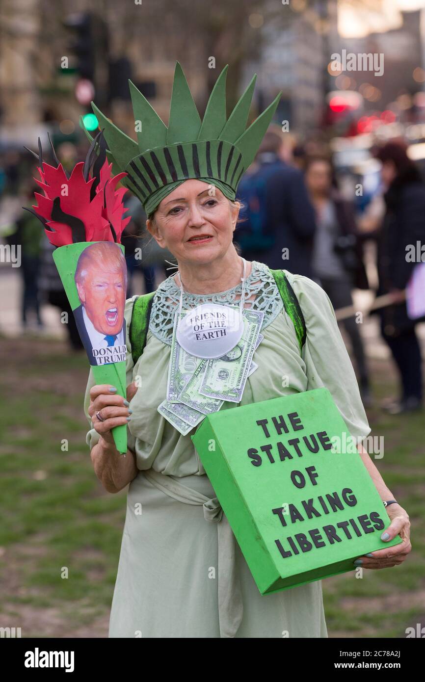 Anti President Trump rally, which was called to coincide with the start of the parliamentary  debate in to President’s Trump, state visit to Britain, which is scheduled to take place later this year. Parliament Square, London, UK.  20 Feb 2017 Stock Photo