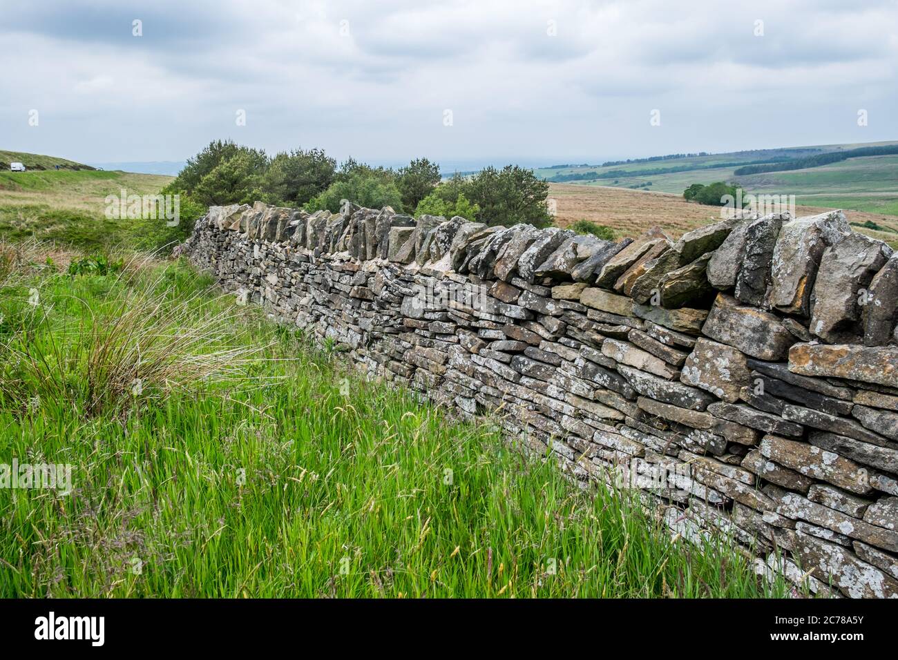 Dry stone wall on the moors. Stock Photo