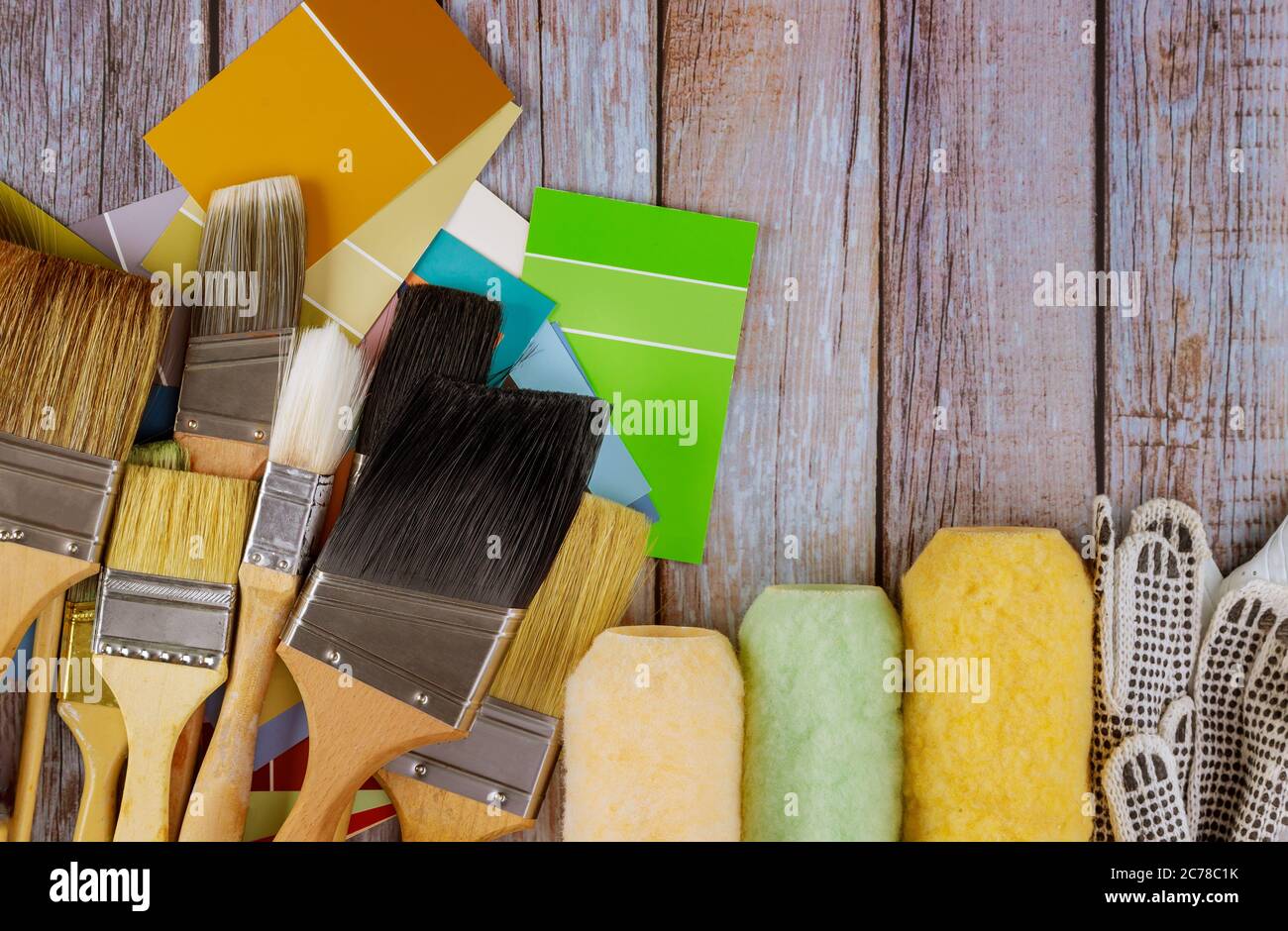 Decorating painting roller painting brush tools in the color palette