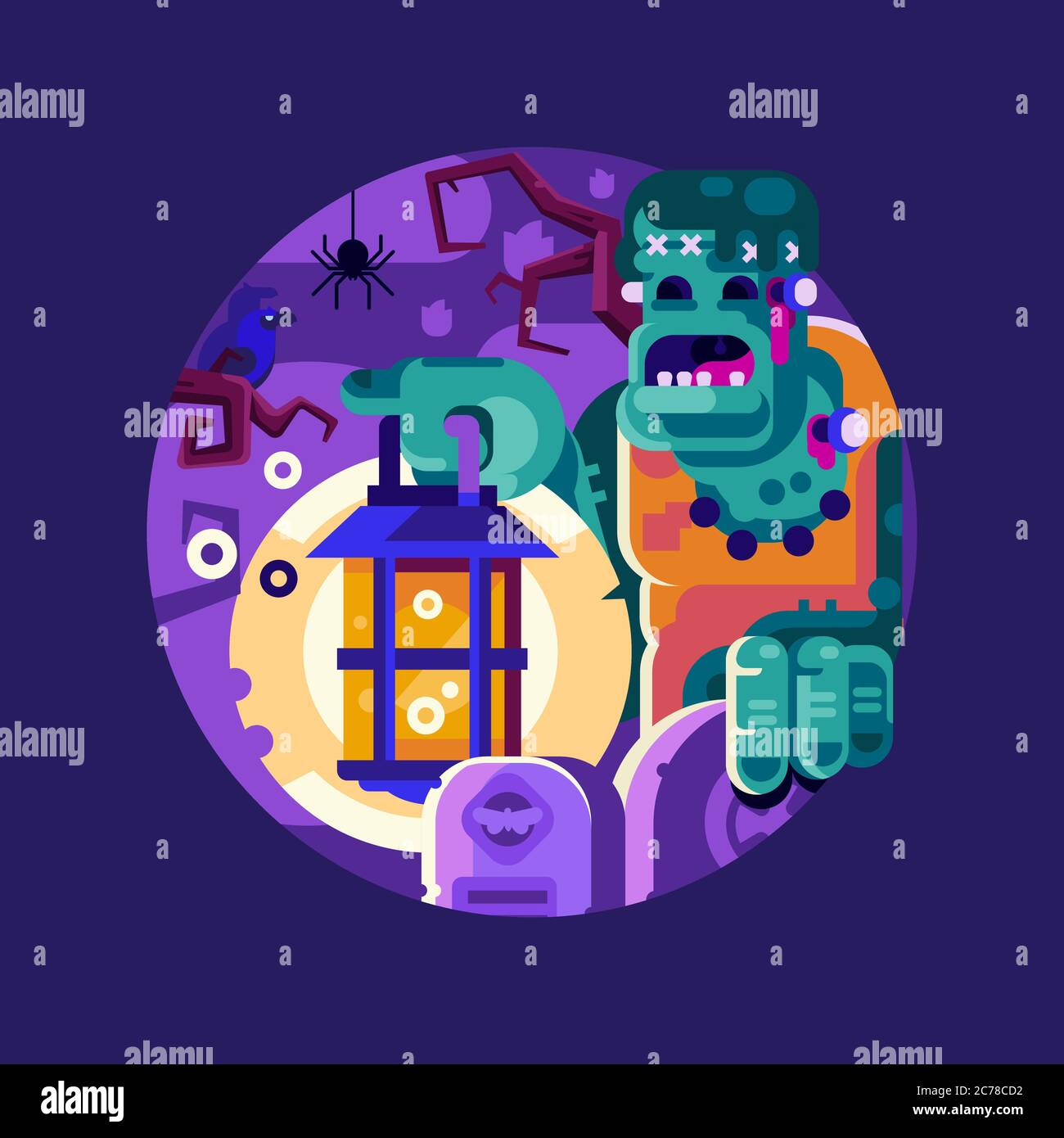 Living Dead Frankenstein Halloween Icon in Flat Stock Vector