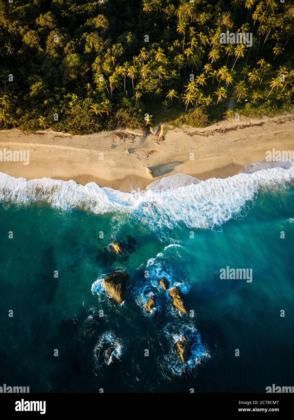 Aerial View of Playa los Angeles, Magdalena Department, Caribbean, Colombia, South America Stock Photo