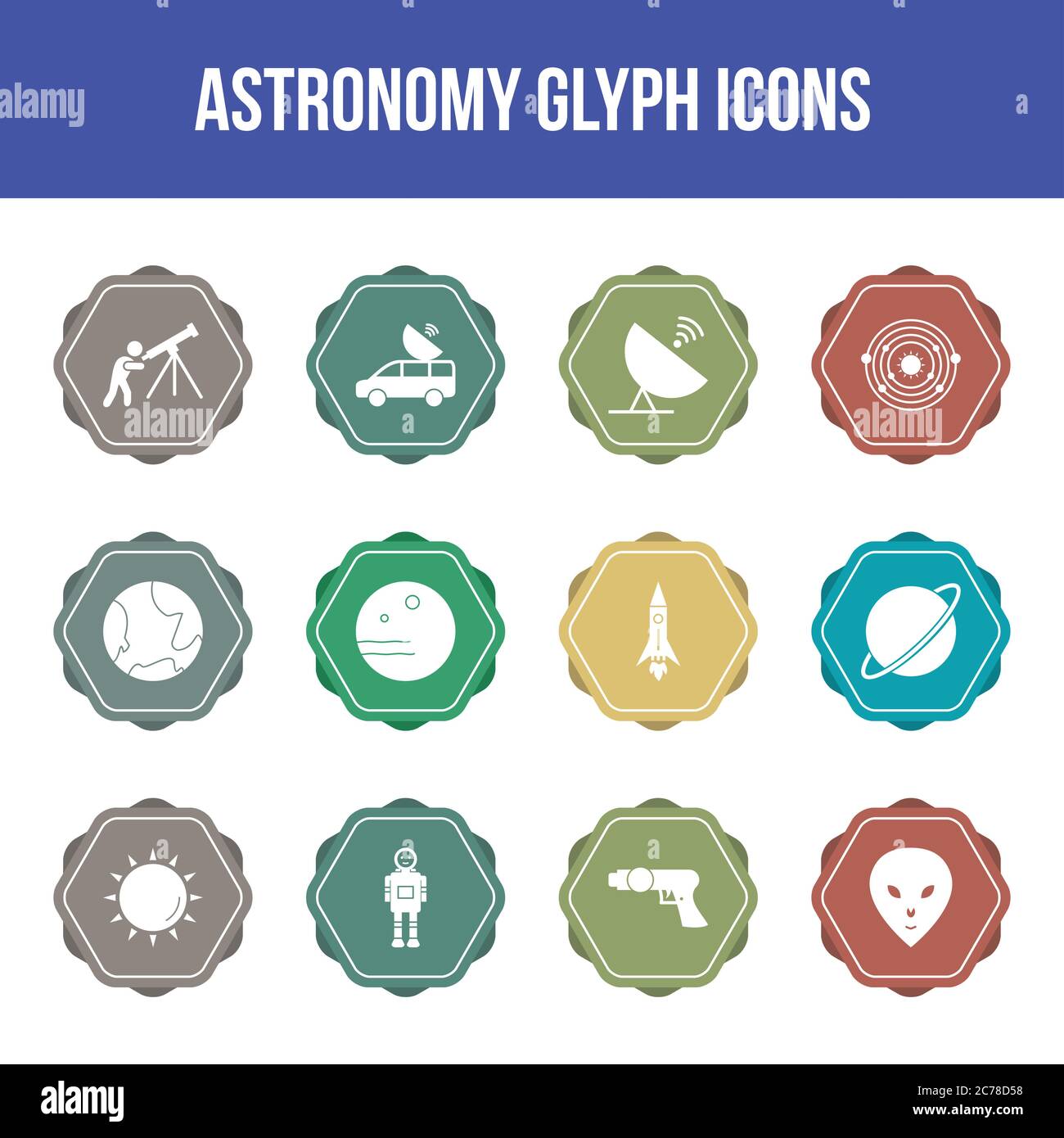 Unique astronomy vector glyph icon set Stock Vector Image & Art - Alamy