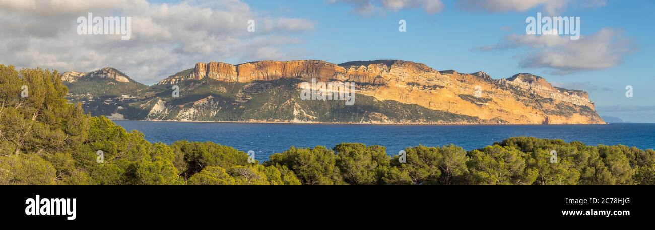 View from the Calanques National Park to Cape Canaille, Cassis, France, Europe Stock Photo