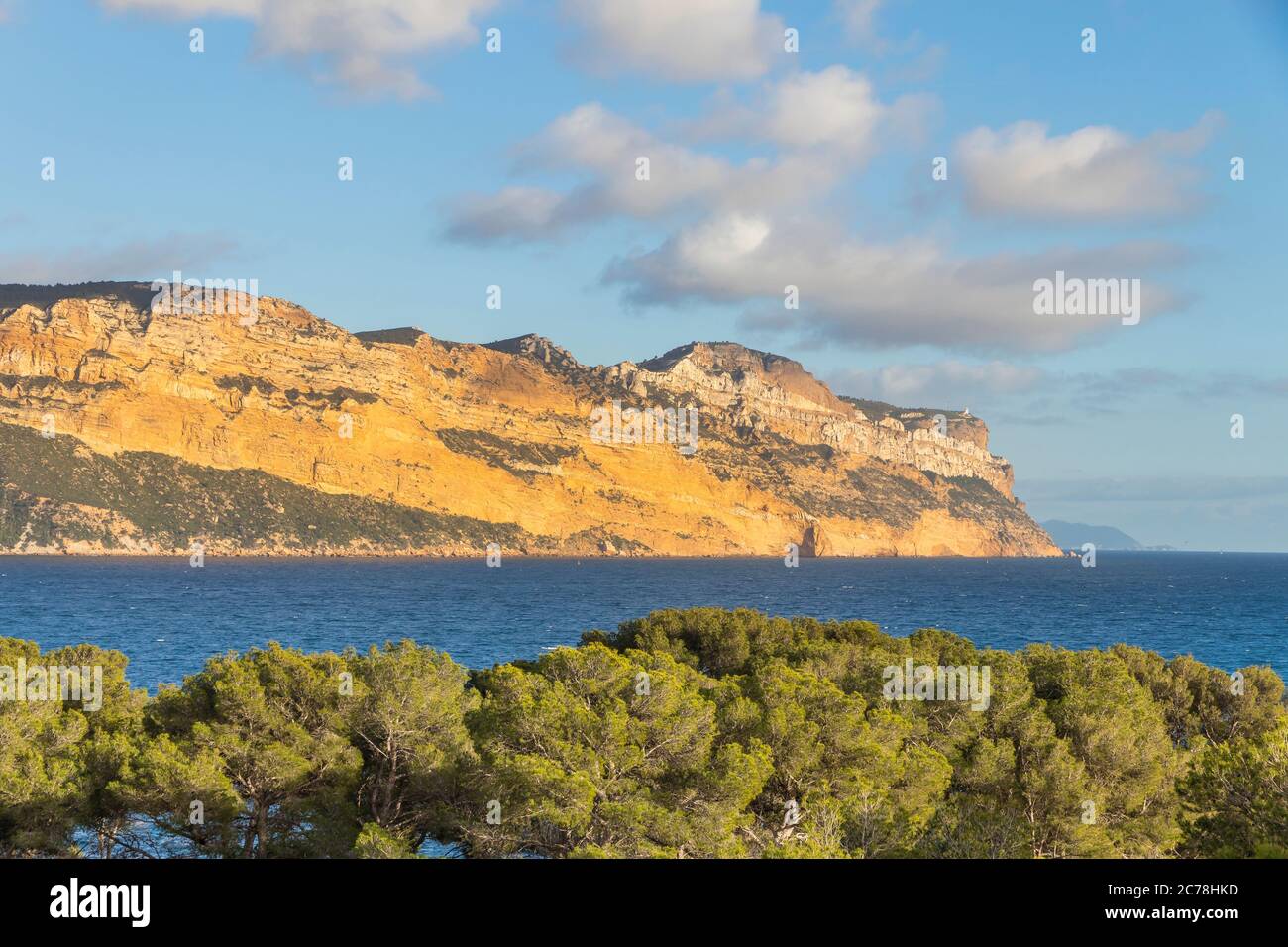 View from the Calanques National Park to Cape Canaille, Cassis, Provence, France, Europe Stock Photo