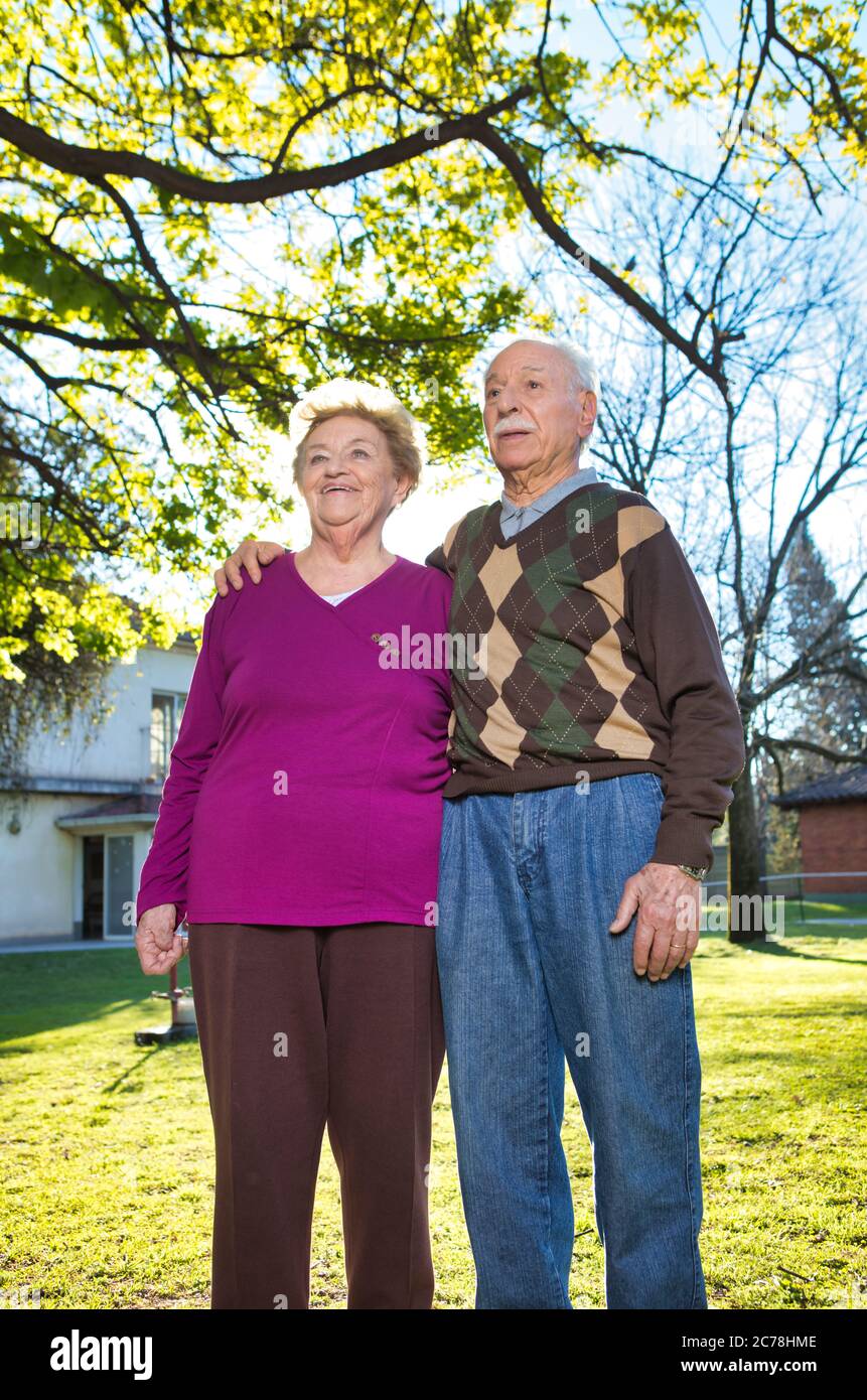 Elderly mature couple relaxing outdoor with fresh air Stock Photo Alamy