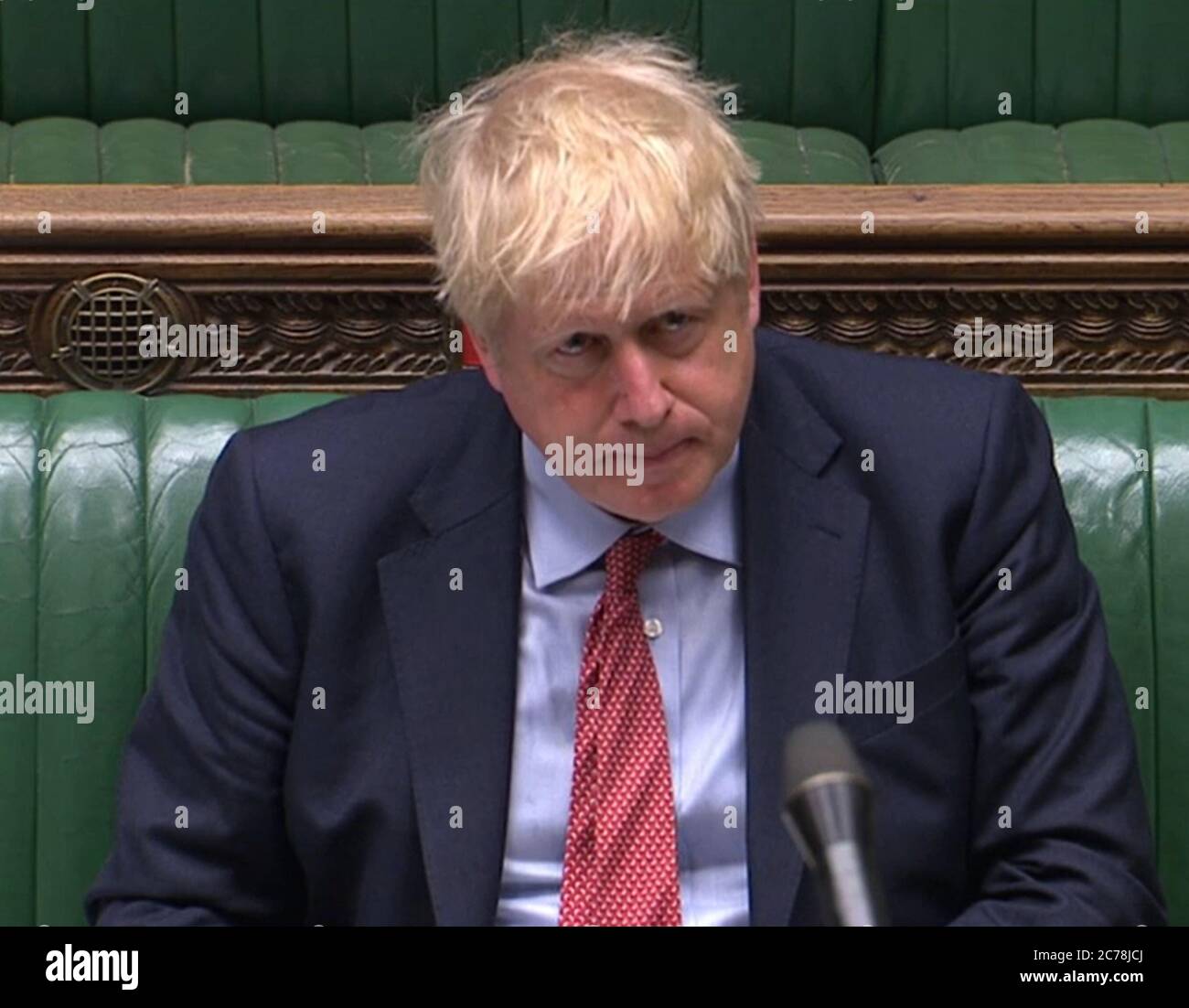 Prime Minister Boris Johnson during Prime Minister's Questions in the House of Commons, London. Stock Photo