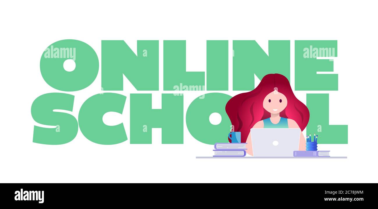 Online education, self learning concept vector illustration. Student ...
