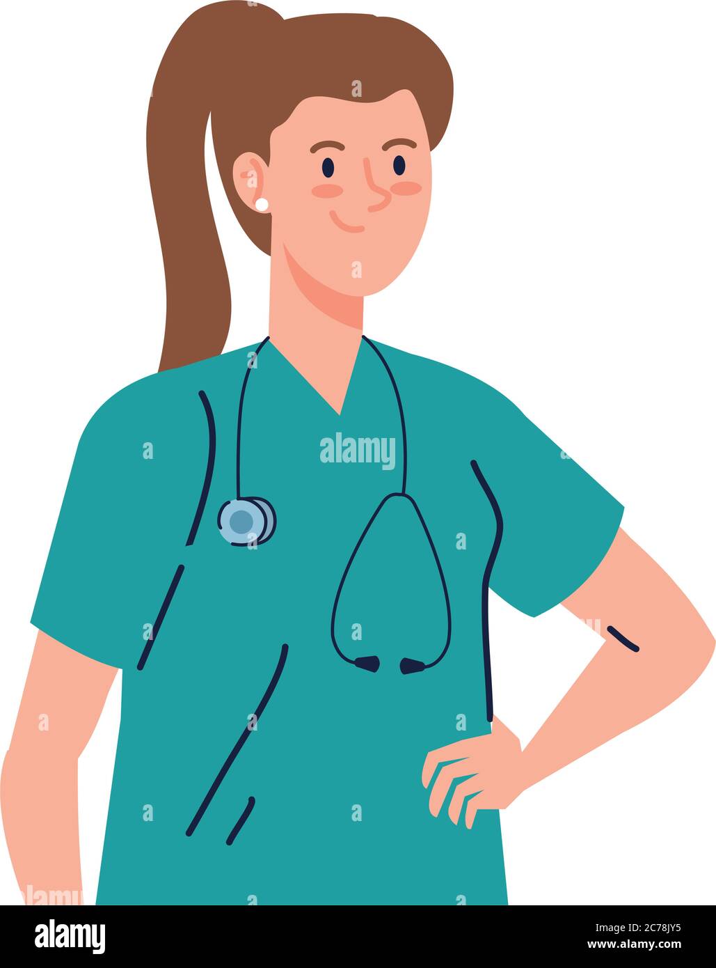 doctor woman worker with stethoscope vector design Stock Vector Image ...