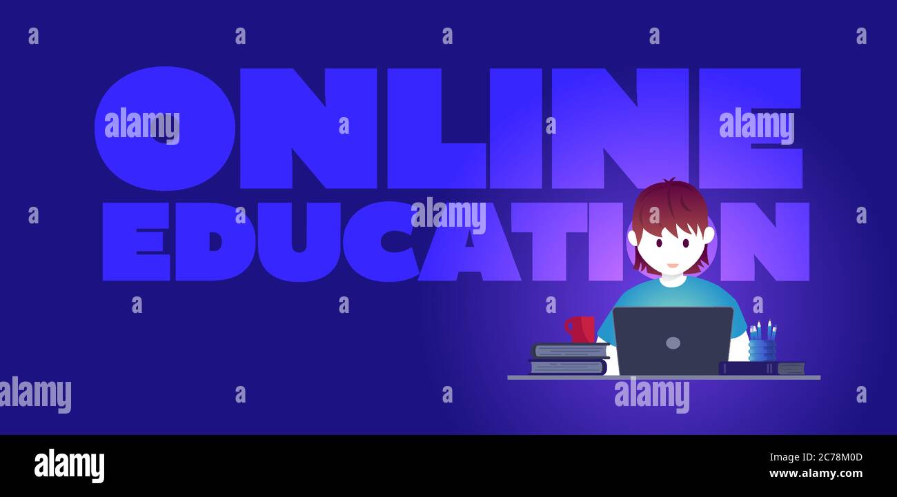 Online education, self learning concept vector illustration. Student ...