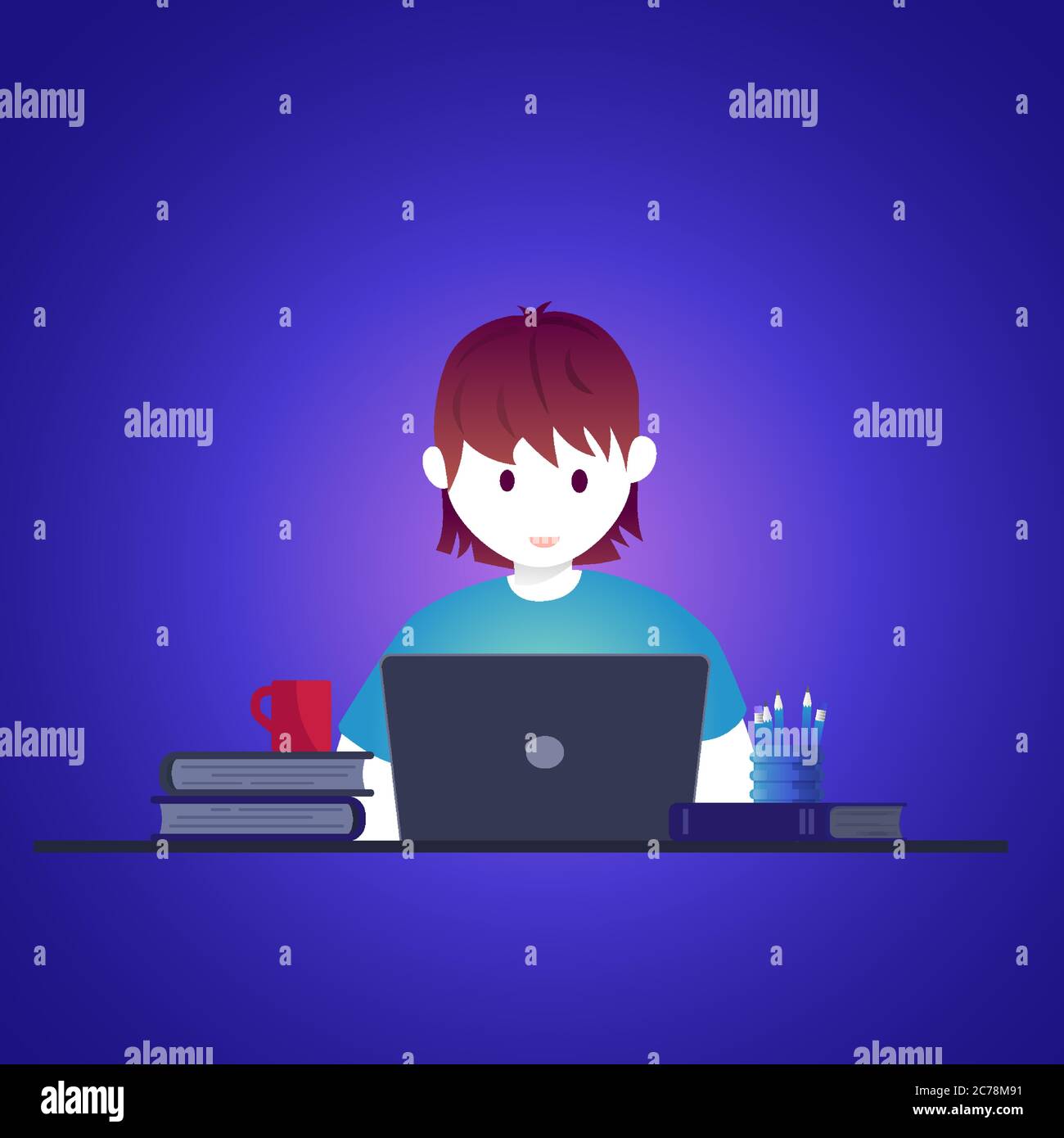 Online education, self learning concept vector illustration. Student ...