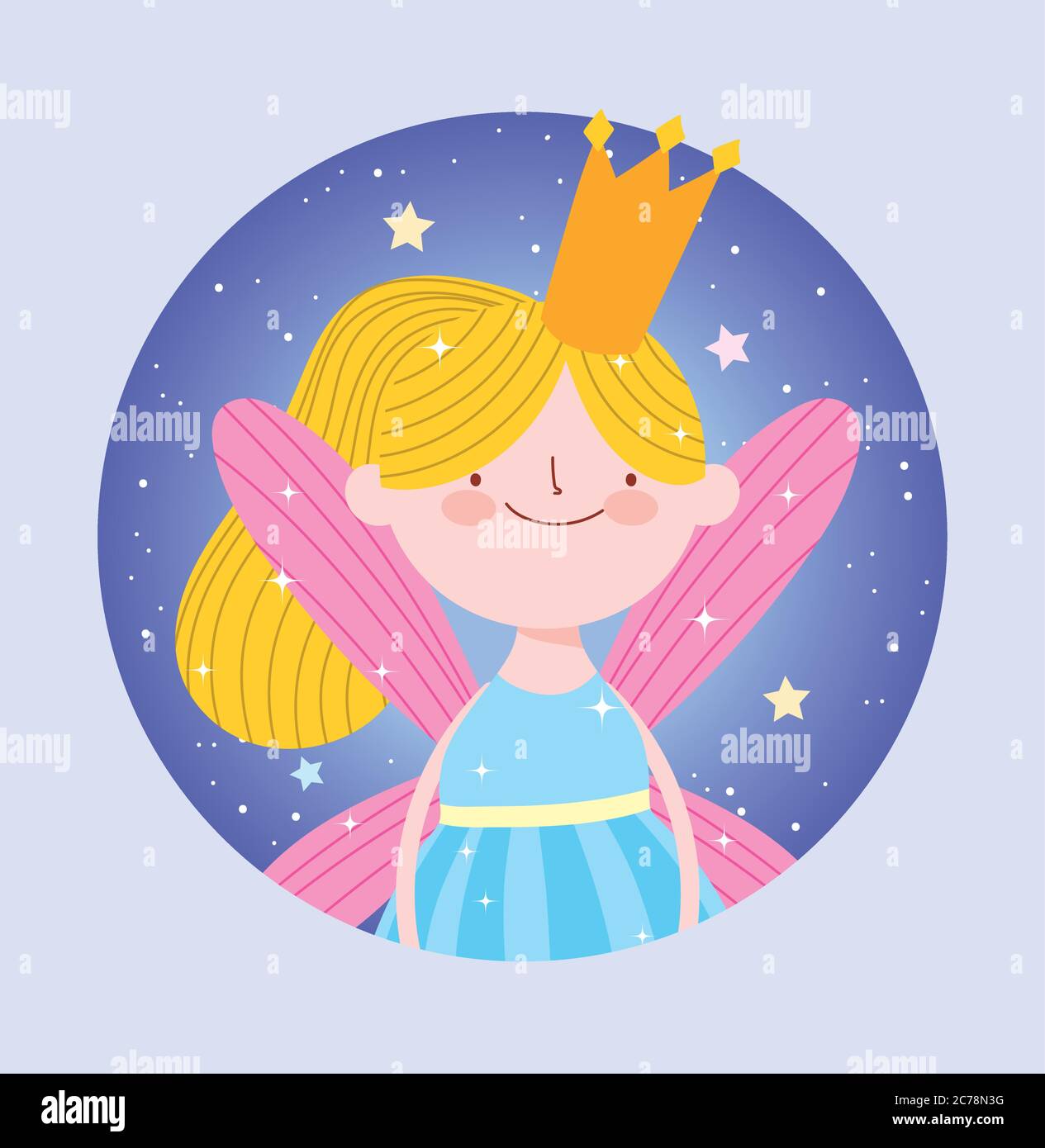 Little Blonde Fairy Princess With Crown Tale Cartoon Vector Illustration Stock Vector Image Art Alamy