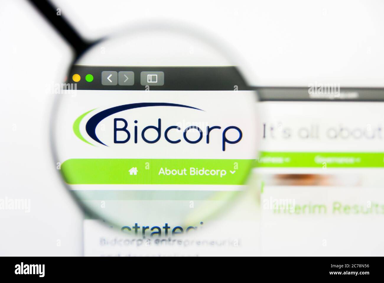Los Angeles, California, USA - 23 March 2019: Illustrative Editorial of Bid Corp. website homepage. Bid Corp. logo visible on display screen. Stock Photo