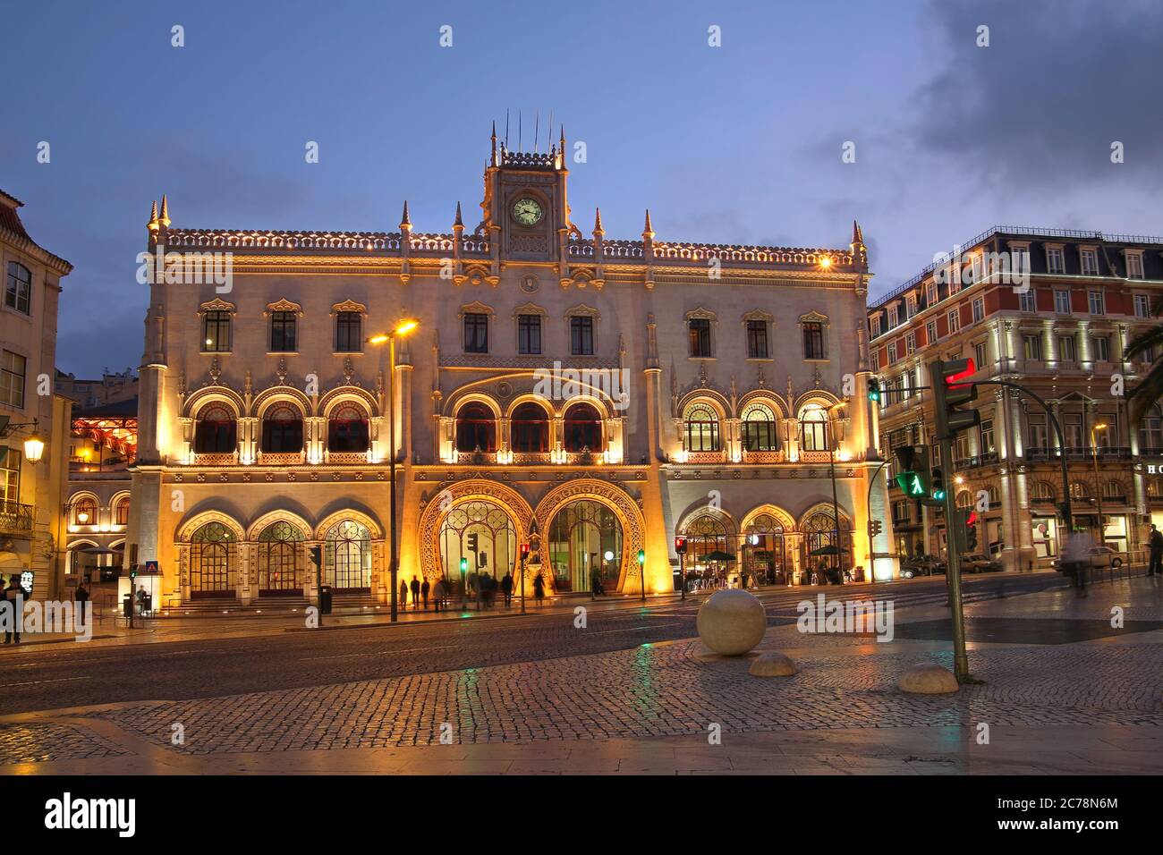 Rossio Station is said to be one of the most beautiful trainstations in Europe. Build in the 19th century in Neo-Manueline architectural style and fea Stock Photo