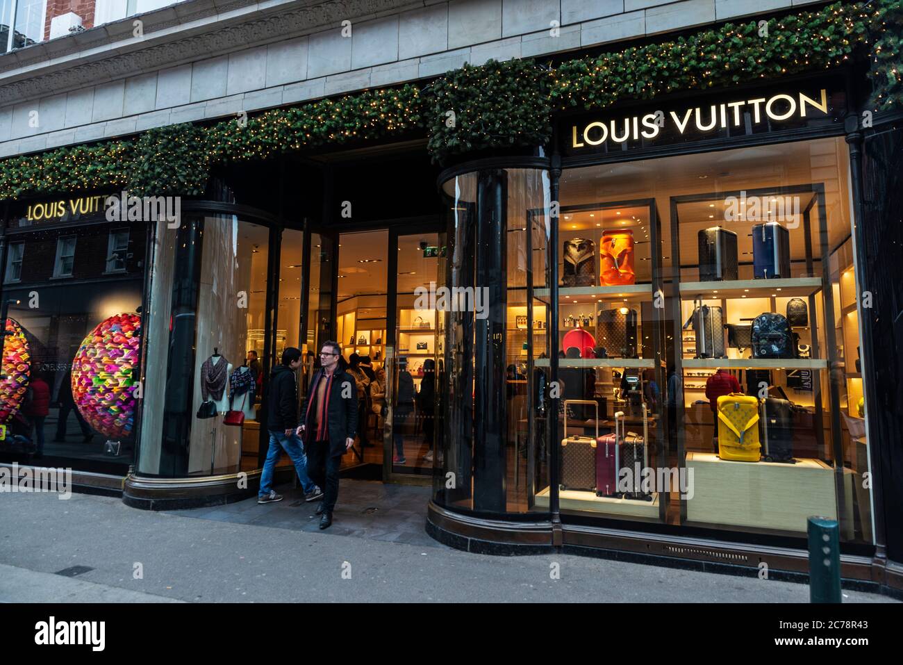 Dublin, Ireland - December 30, 2019: Facade of a Louis Vuitton