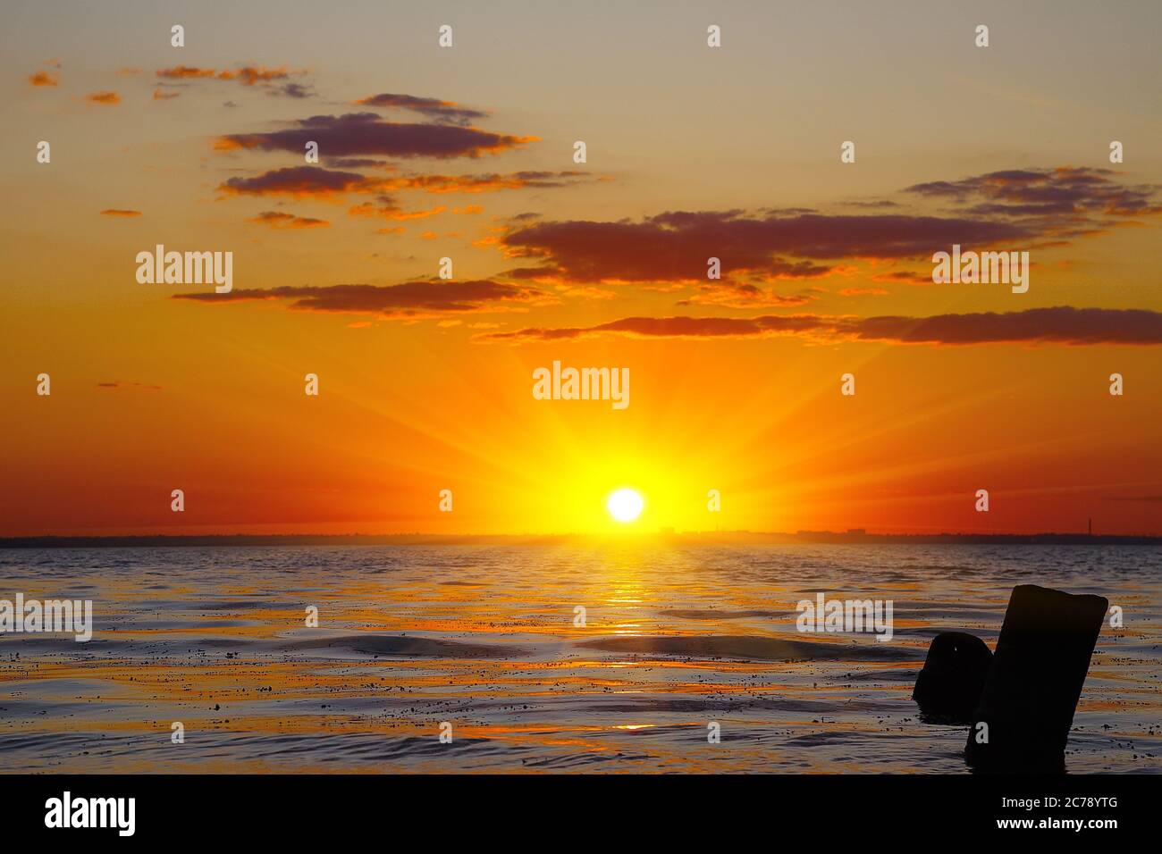 Panoramic dramatic sunset sky over sea at dusk Stock Photo - Alamy