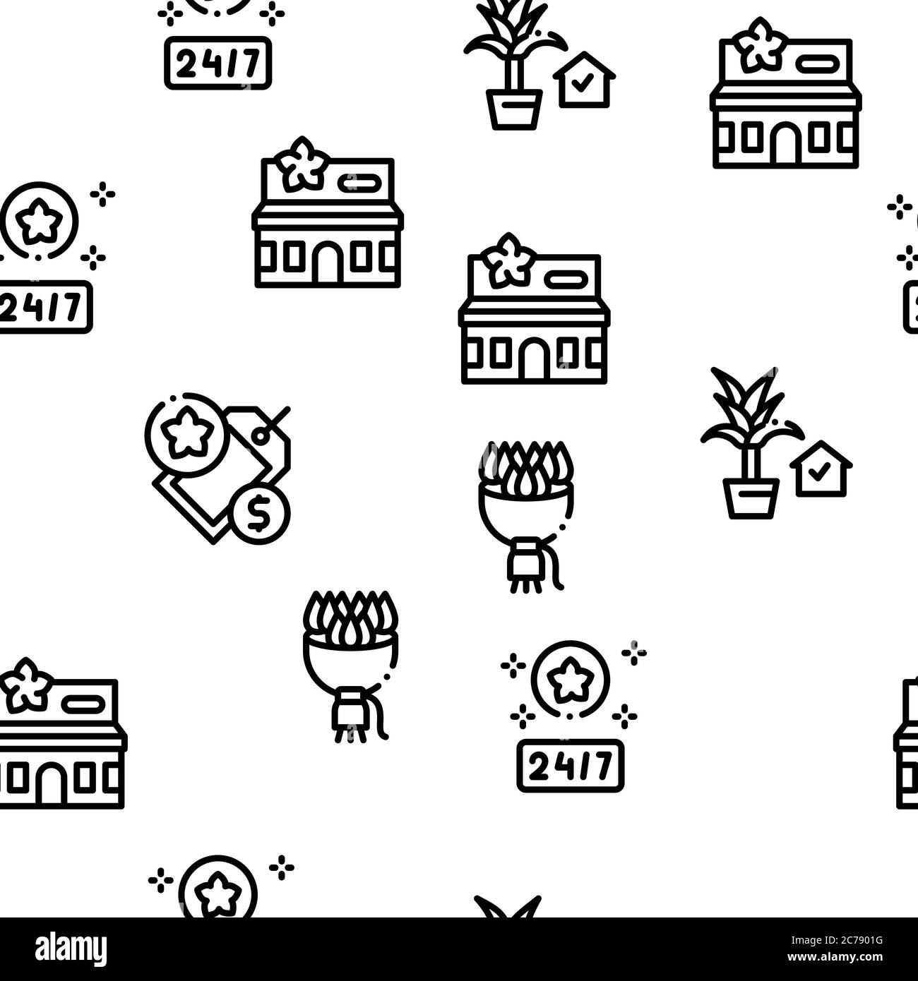 Flower Shop Boutique Seamless Pattern Vector Stock Vector Image & Art ...