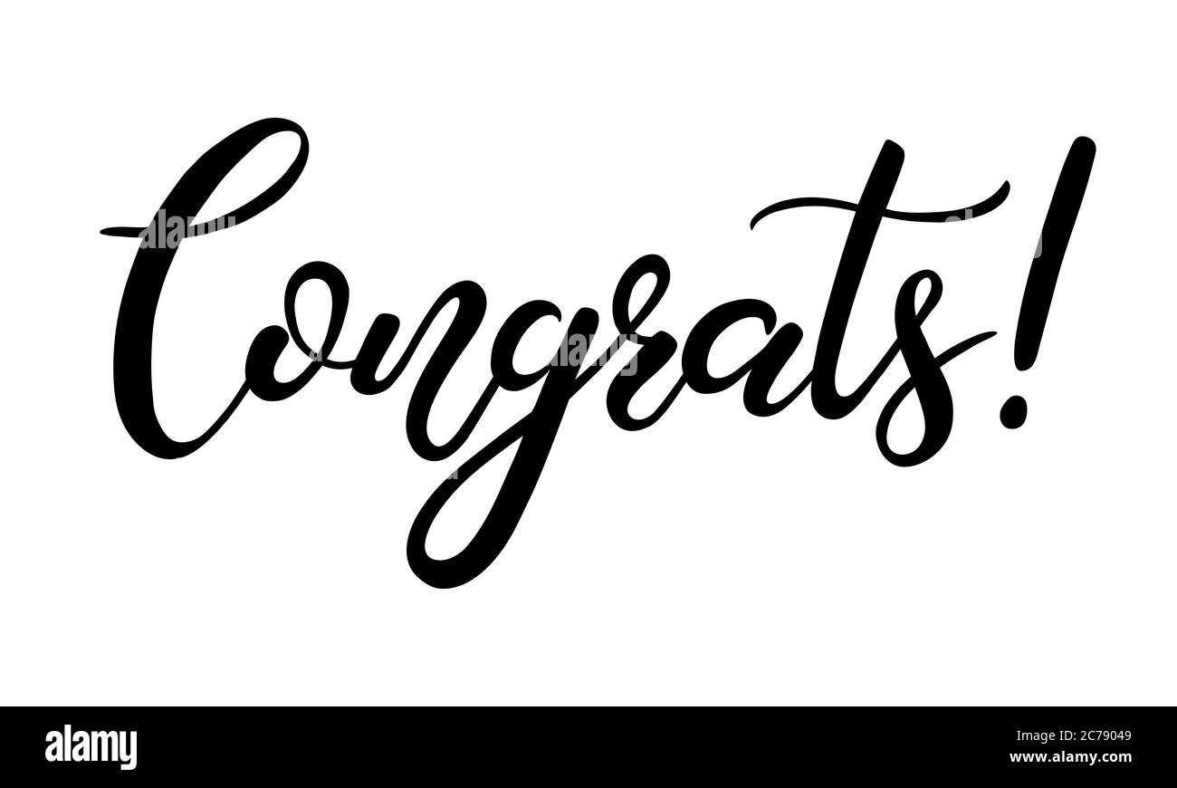Congrats! brush calligraphy hand lettering isolated on white background ...