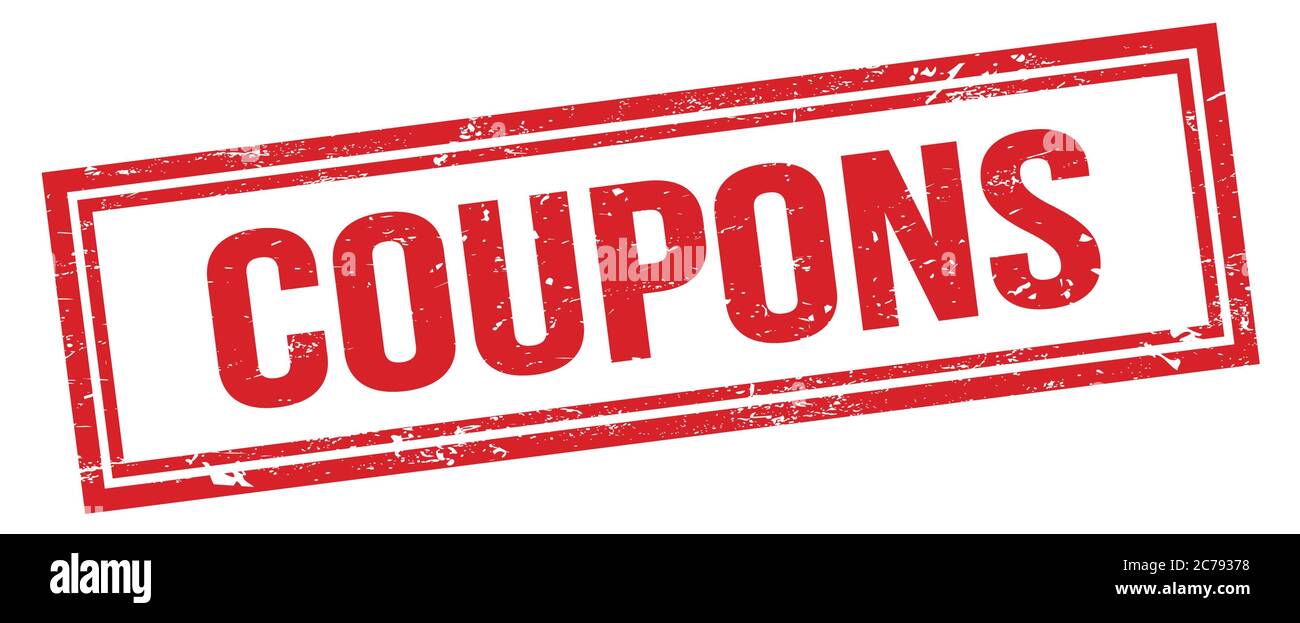 COUPONS red grungy rectangle stamp sign Stock Photo Alamy