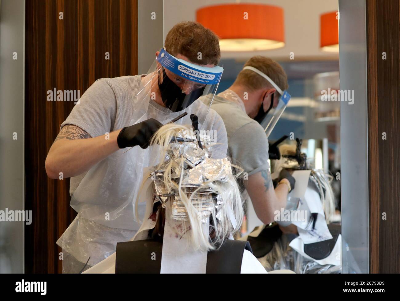 Hairdresser Jack Nicolson Treats Margaret Kinnie S Hair At Rainbow Room International As Hairdressers Re Open As Scotland Prepares For The Lifting Of Further Coronavirus Lockdown Restrictions Stock Photo Alamy