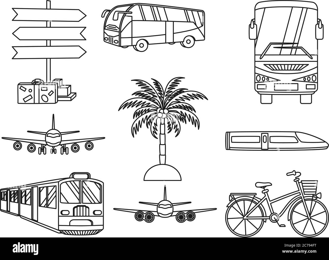 9 line art black and white vacation icons Stock Vector Image & Art - Alamy