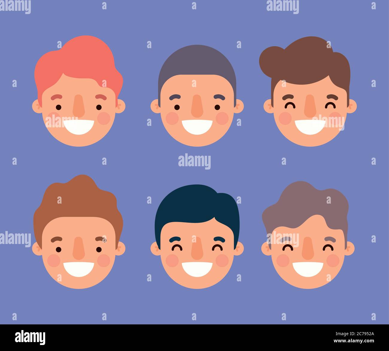 Men cartoons smiling heads design, Man boy male person and people theme