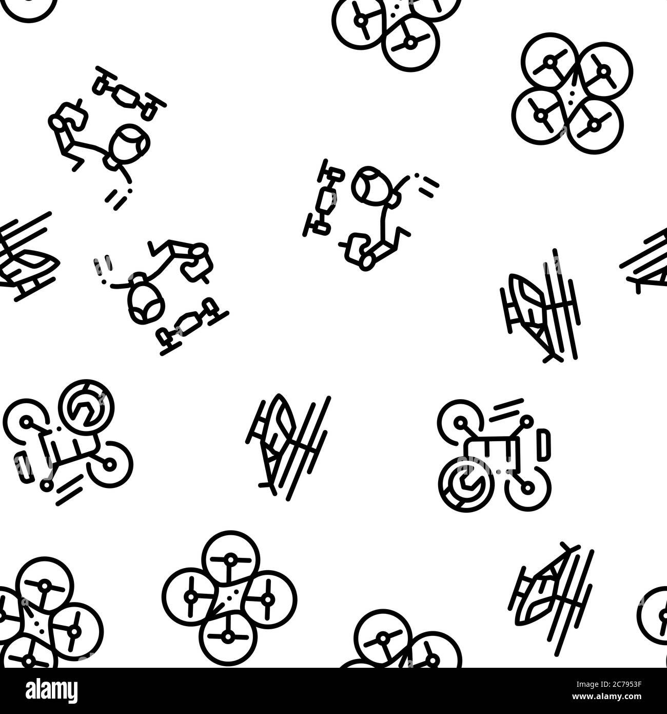 Drone Fly Quadrocopter Seamless Pattern Vector Stock Vector