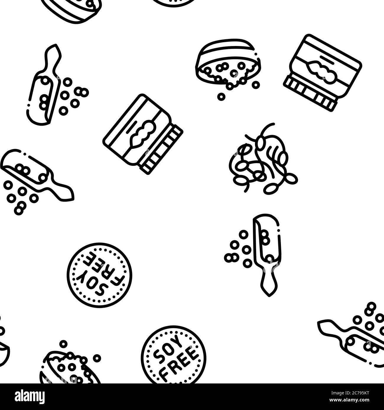 Soy Bean Food Product Seamless Pattern Vector Stock Vector
