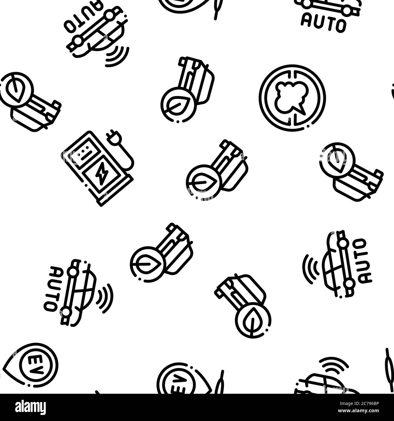 Electric Car Transport Seamless Pattern Vector Stock Vector