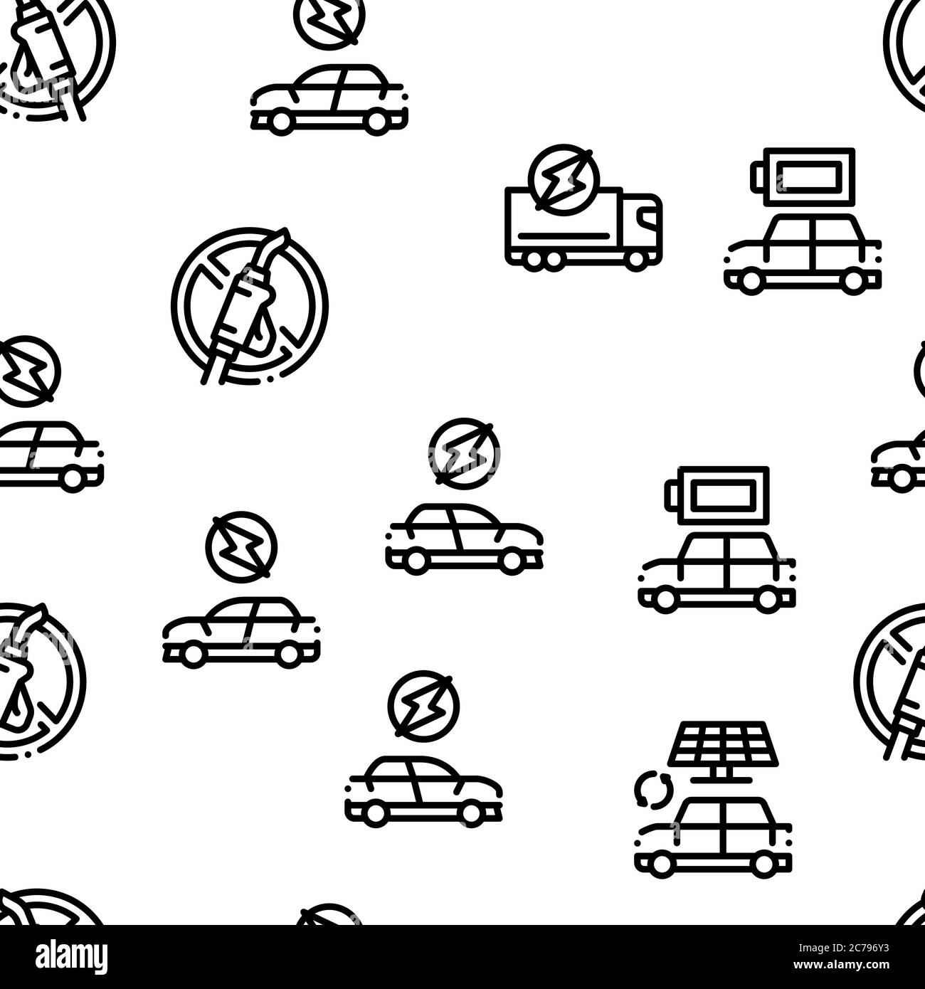 Electric Car Transport Seamless Pattern Vector Stock Vector