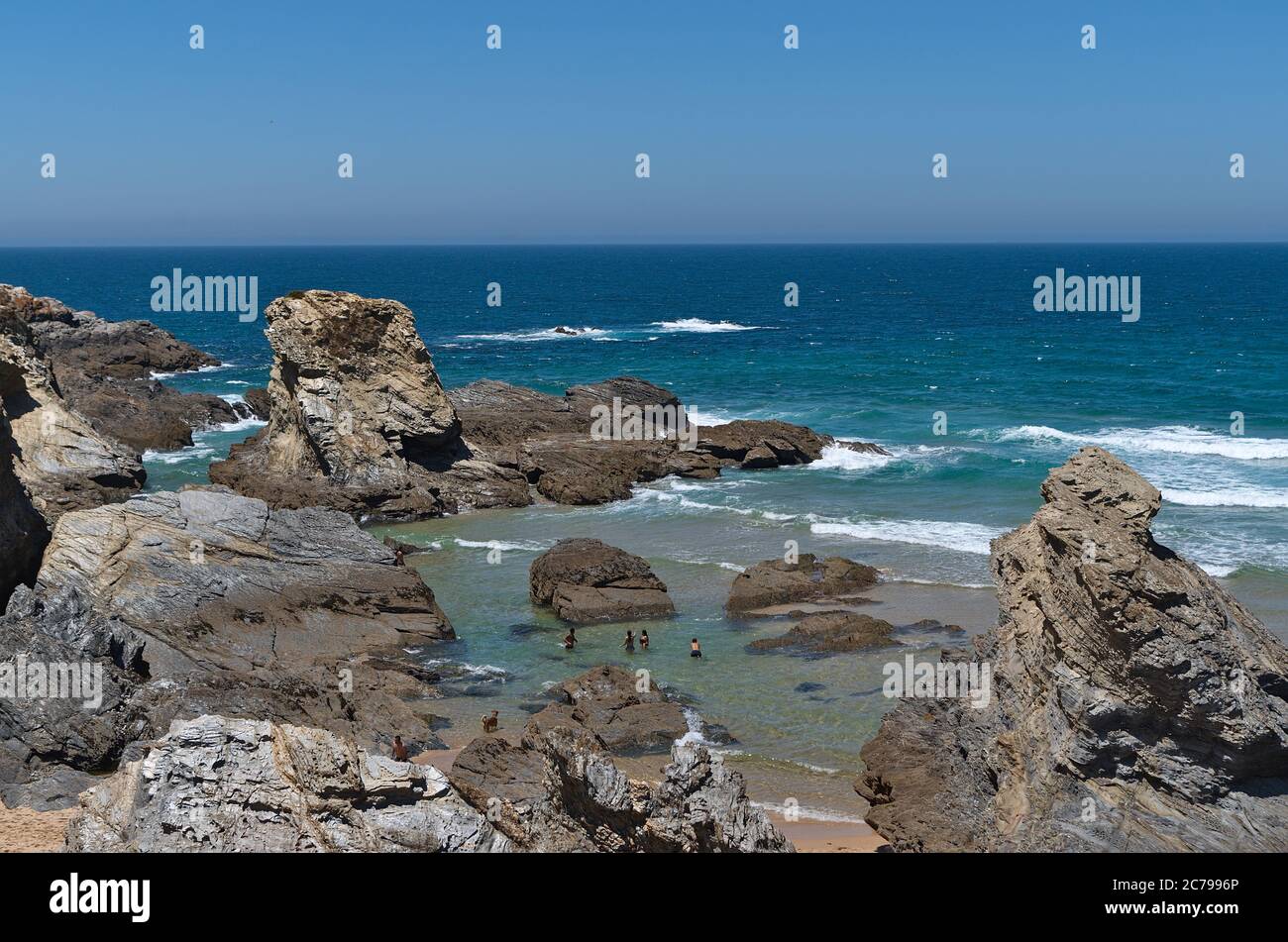 Porto Covo Sea and cliffs in Costa Vicentina. Alentejo, Portugal Stock Photo
