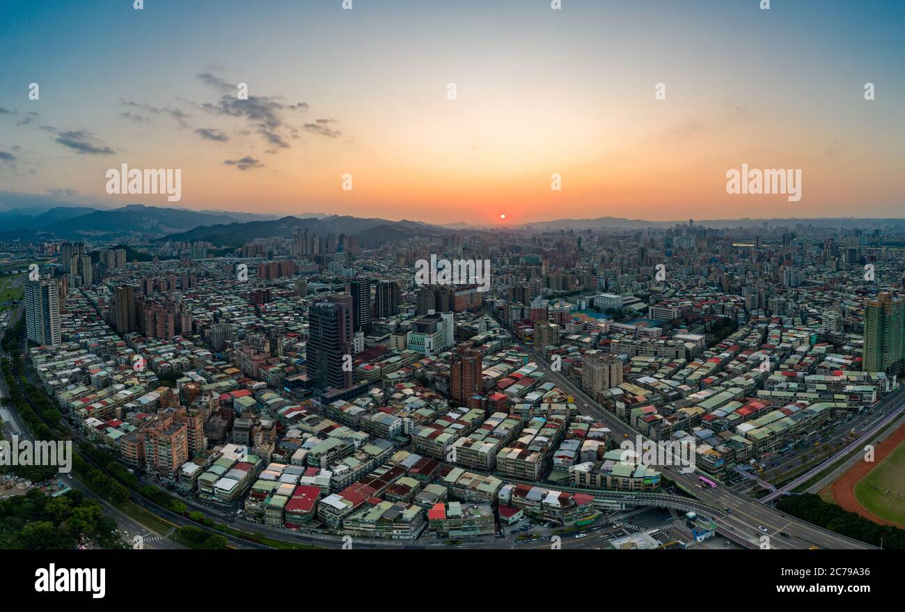 Taipei City Aerial View - Asia business concept image, panoramic modern ...